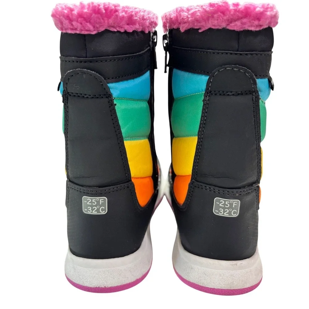 Merrell Snow Bank 2.0 Boots Kids Size 2 Black Rainbow Waterproof Insulated